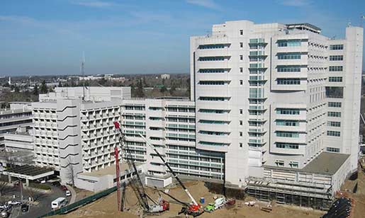 2003 photo showing construction work at UC Davis Medical Center