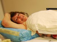 Breast cancer patient receiving treatment