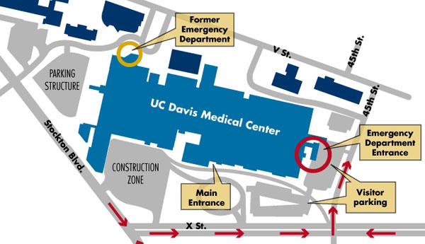 Location map of new trauma center © 2010 UC Regents