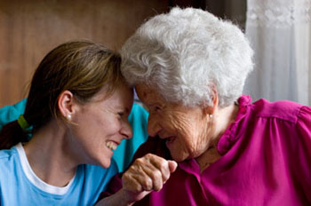 Senior woman visiting family member © UC Regents