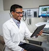 Doctor conducting a telehealth appointment