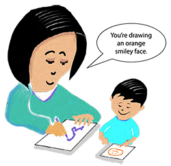Mom and son drawing