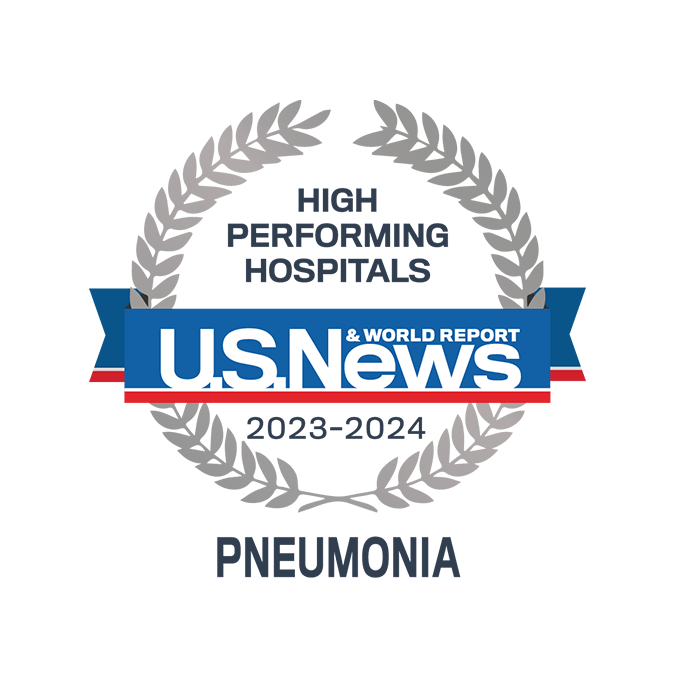U.S. News badge: High performing in pneumonia