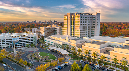 Aerial overview of the UC Davis Medical Center health campus