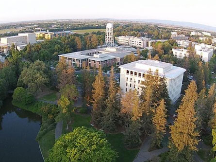 aerial shot of buildings at UC Davis campus