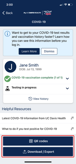 access your COVID-19 vaccine records via mobile app step 2