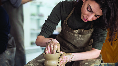 Woman doing pottery