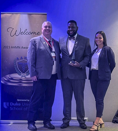 Aron King, a second-year Doctor of Philosophy student at the Betty Irene Moore School of Nursing, received the IDEA Award at the 2023 American Association for Men in Nursing (AAMN) Conference in New Orleans. 