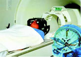 PHOTO AND ILLUSTRATION -- The gamma  knife uses radiation to perform brain surgery without a scalpel.