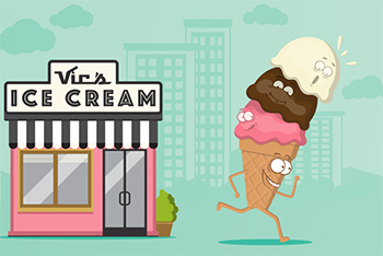 Ice cream cone with legs cartoon running