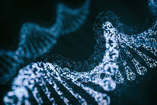Genetic disorder DNA graphic in light blue, double helix