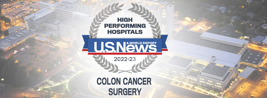 US News 2021-2022 High Performing  Hospital for Colon Cancer Surgery