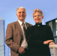PHOTO — Gerald and Sally DeNardo are testing radionuclide-toting SHALs against lymphoma cells in mice.
